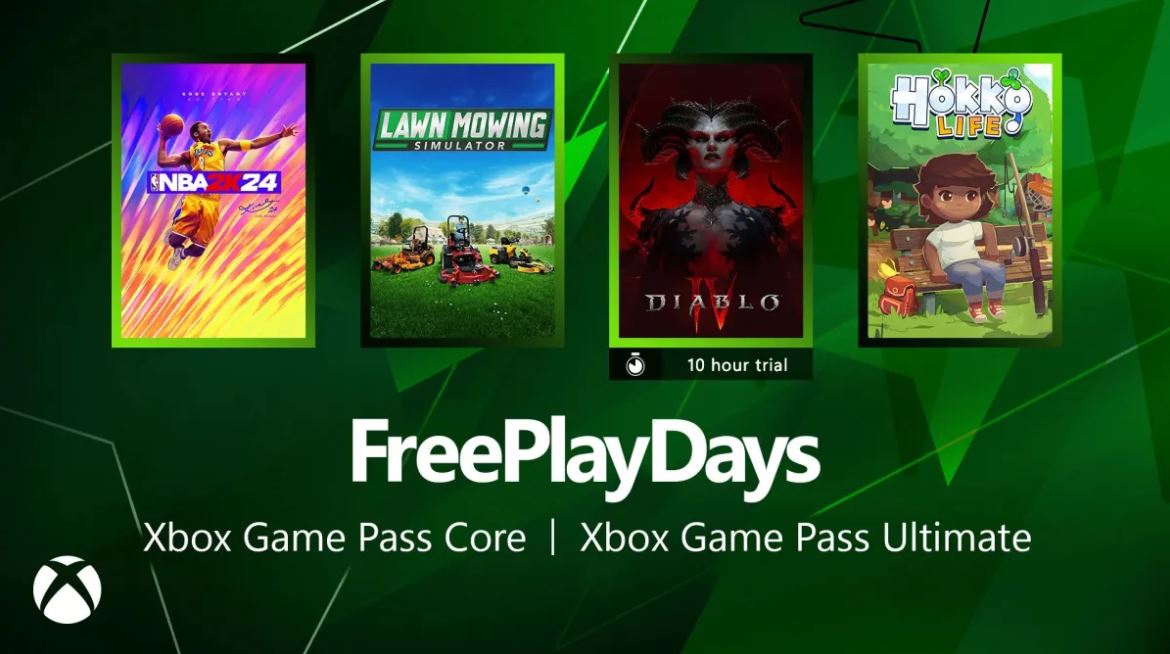 Diablo IV NBA 2K24 Lawn Mowing Simulator and Hokko Life Xbox Game Pass FreePlayDays