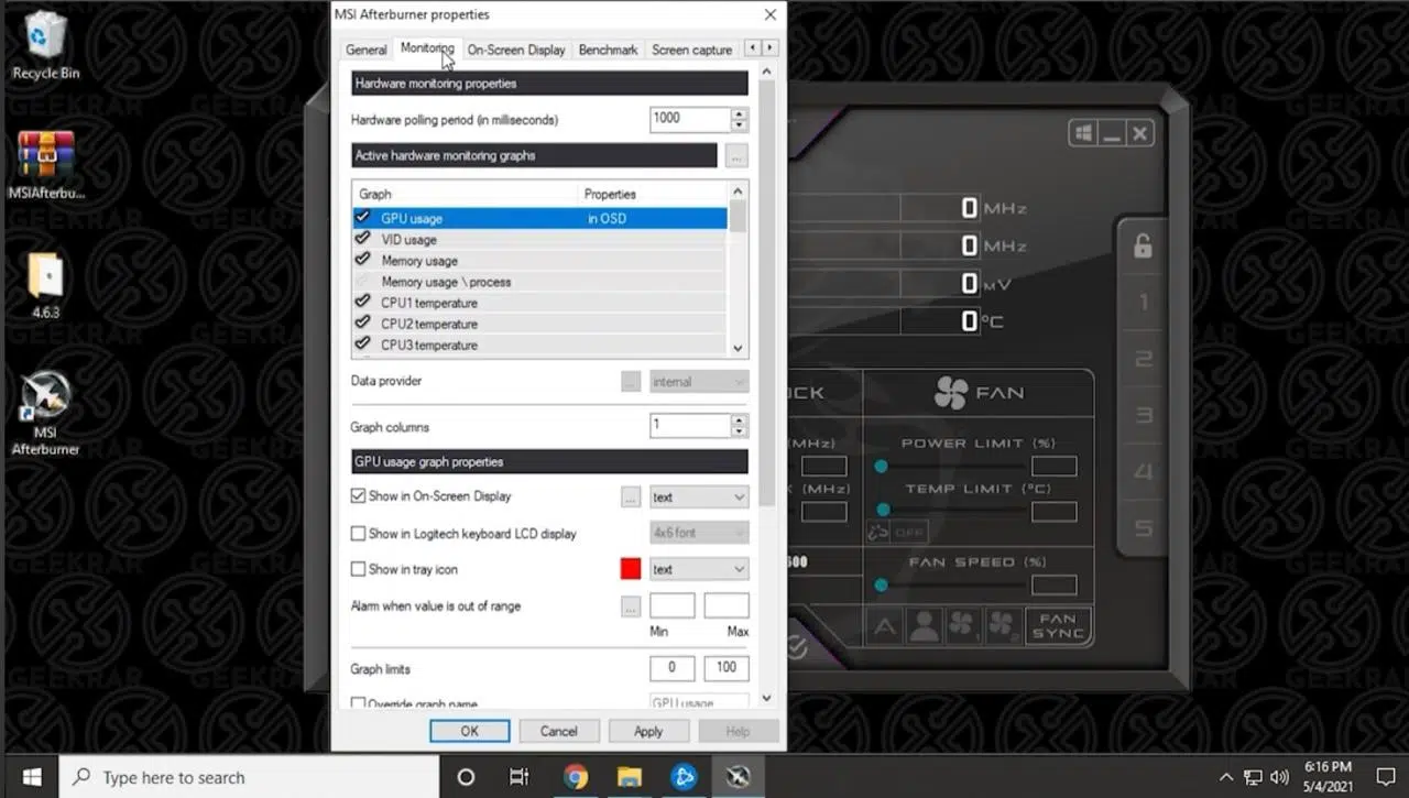 How To Use MSI Afterburner Download, Installation, Setup, On Screen Display and Overclocking of GPU (10)