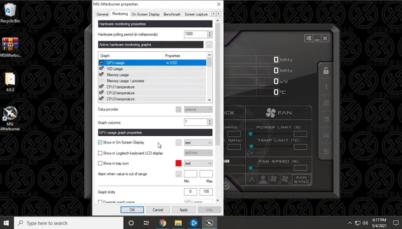 How To Use MSI Afterburner Download, Installation, Setup, On Screen Display and Overclocking of GPU (13)