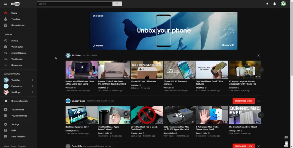 YouTube Dark Mode